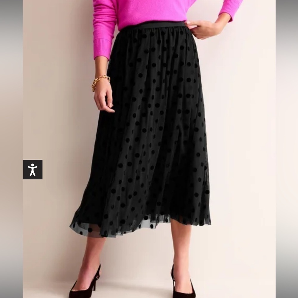 Boden Tulle Full Midi Skirt Color: Black Spot Size 6 NWT